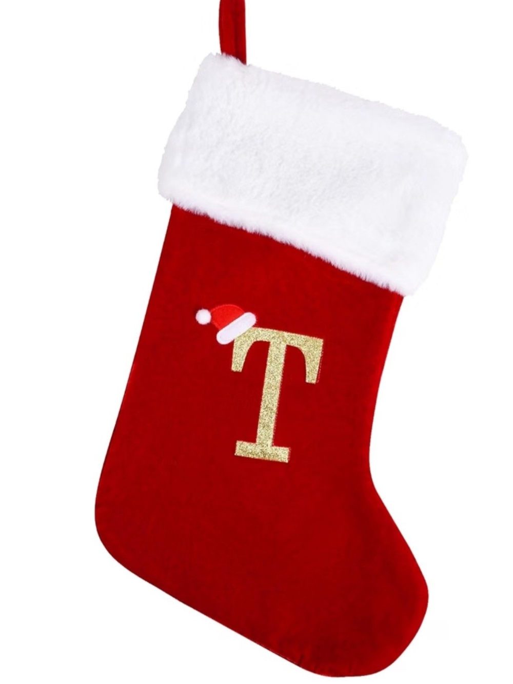 Christmas Stocking with Gold 'T' Monogram